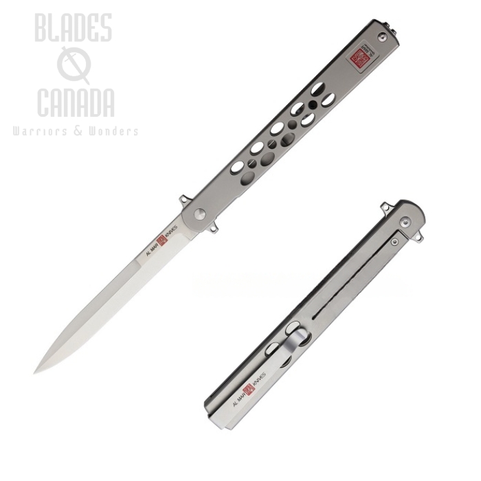(image for) Al Mar Slimline Quicksilver Flipper Framelock Folder, 5" D2, Titatinum, AMK4046